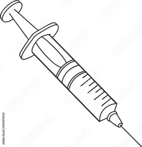 Blood-filled medical syringe with a needle, isolated on white for vaccination or healthcare