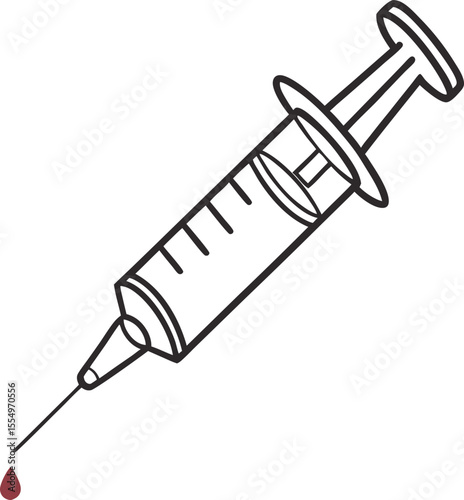 Hypodermic needle and syringe isolated on white background for medical injection, vaccination, and healthcare