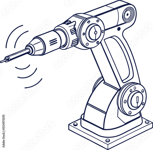 Isolated vector illustration of a blue electric power drill gun, a versatile hand tool for construction and repair work