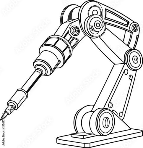 Here's a concise description:

Hand-drawn vector illustration of an isolated black metal telescope icon