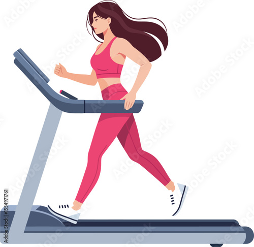 Woman Running on Treadmill Fitness, Cardio Workout, Healthy Lifestyle