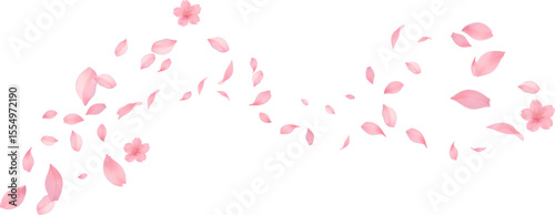 Sakura petal spring blossom on white banner Sakura wallpaper or web banner design template. Vector illustration of realistic  for Valentine's Day, Mother's Day, March 8. Love.