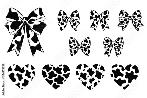 Cow Print Hearts Bows Bundle
