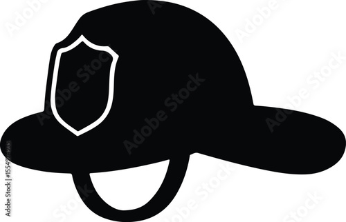 Silhouette firefighter helmet with shield protection vector illustration