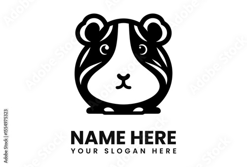 Simple black and white graphic logo of a guinea pig, featuring a stylized design.