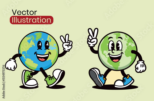 Modern and cute advertising mascots in the form of happy smiling boys and girls. Vector template.