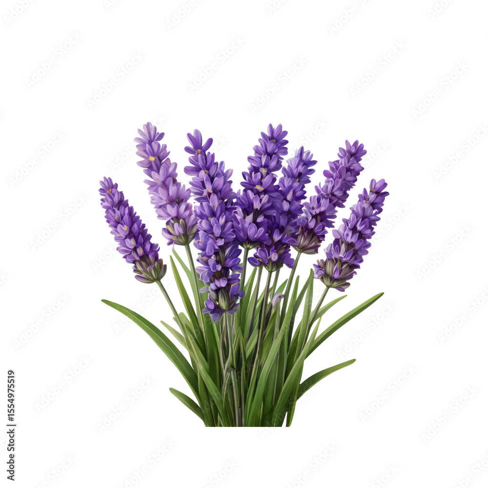 Naklejka premium Vibrant Bouquet of Lavender Flowers on Transparent Background