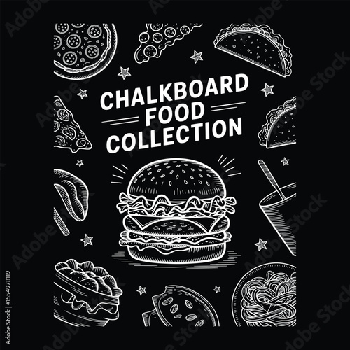 Fast food silhouette vector illustration set white background.