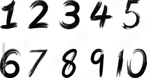 A set of numbers 1, 2, 3, 4, 5, 6, 7, 8, 9, 10 on white background.