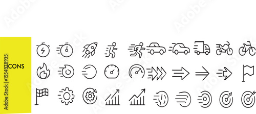Speed Icon Set – Fast, Slow, Movement, Productivity & Performance Symbols