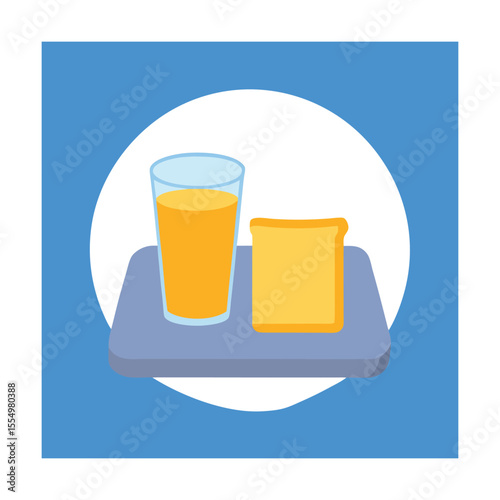 Glass of Orange Juice and Toast on Breakfast Table