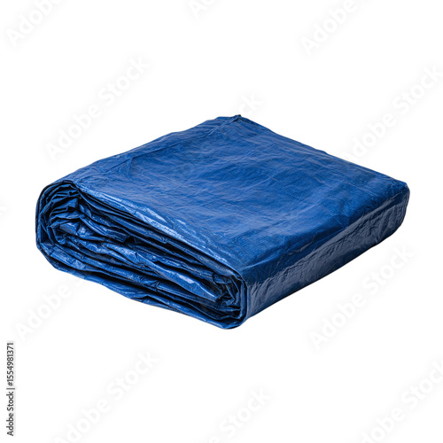 Salvage cover, blue fire salvage tarp, folded, isolated on white 