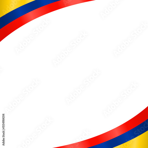 Colombia Flag Frame Ribbon Corner Border Illustration