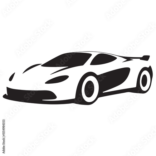 Sleek black sports car vector silhouette showing speed luxury and racing design