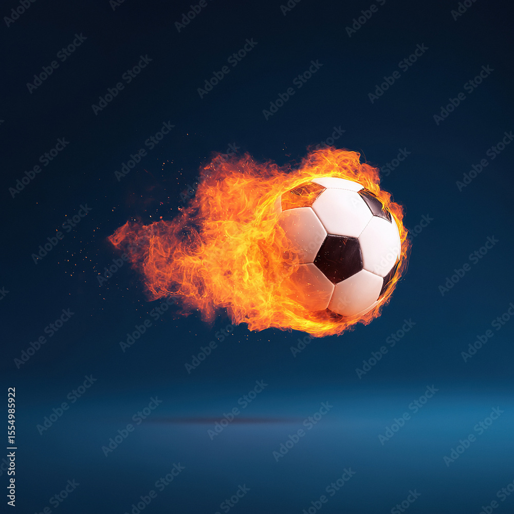 Naklejka premium Soccer Ball in Fire on isolated background