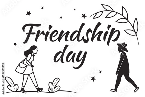 Black and white friendship day typography with neat layout