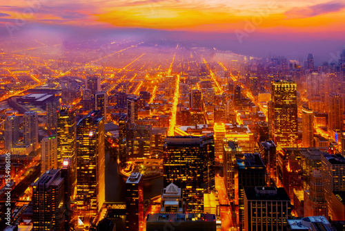 Wallpaper Mural Chicago downtown skyline at sunset Torontodigital.ca