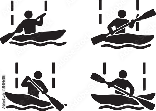 Canoe Slalom Vector | Whitewater Racing Sport Illustration