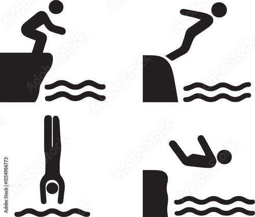 Cliff Diving Vector | Extreme High-Dive Sport Illustration