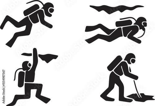 Ice Diving Vector | Extreme Cold Water Adventure Illustration