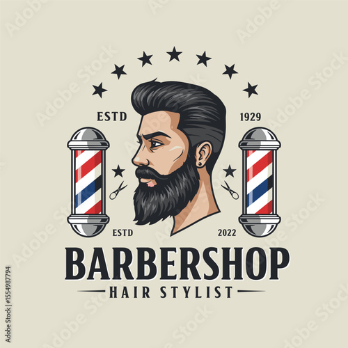 Barbershop Logo Vector Design. Logo for barbershop, cut and shave, Hair Stylist
