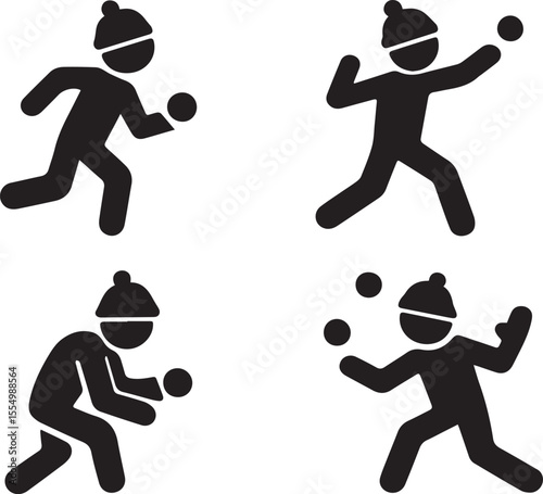Snowball Fighting Vector | Fun Winter Outdoor Activity Illustration
