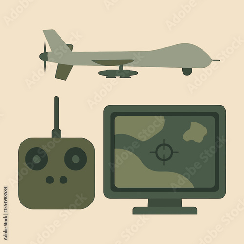 Military Drone and Control System Illustration