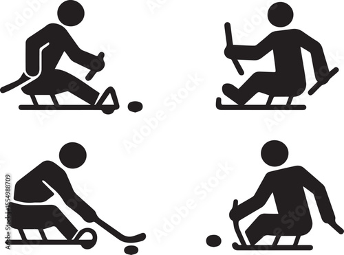 Sledge Hockey Vector | Paralympic Ice Sport Illustration