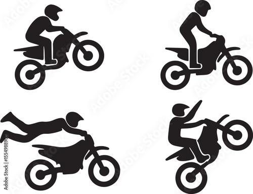 Stunt Riding Vector | Extreme Motorcycle Tricks Illustration