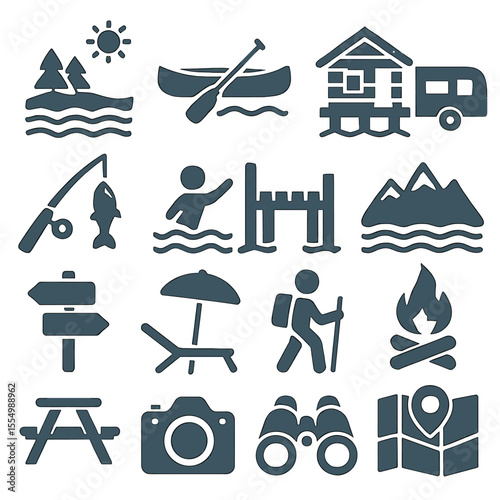 Collection of Outdoor Recreation and Travel Icons