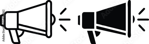 Stylized Flat Megaphone Icon in Black with Clean Geometric Design – Vector Illustration