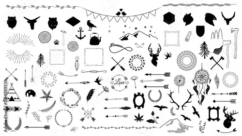 Bohemian Icon Collection: A captivating collection of hand-drawn bohemian icons, each meticulously crafted to evoke a sense of free-spirited artistry.