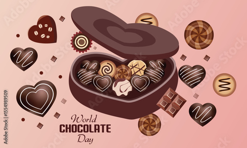 Heart-Shaped Chocolate Box for World Chocolate Day Celebration