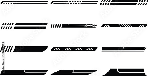 Futuristic Racing Stripe Decals for Vehicle Customization – Vector Collection
