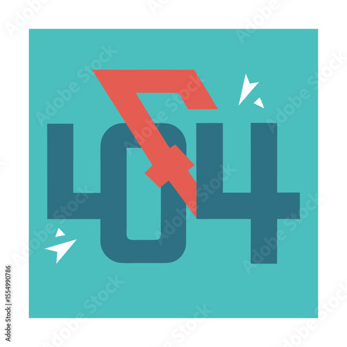 Broken Link Error Page in Flat Design Style