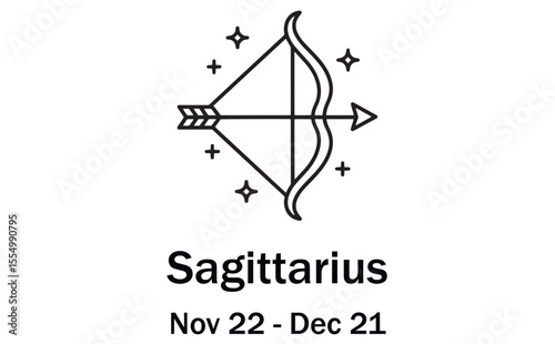 Sagittarius Zodiac Sign – Dates and Bow Symbol
Sagittarius Horoscope Art with Arrow Icon
Sagittarius Astrology Illustration – Nov 22 to Dec 21
Star Sign Sagittarius – Fire Element with Archer Symbol