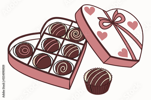Elegant vector illustration of assorted chocolates presented as a thoughtful gift