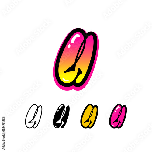 Logo letter U, graffiti alphabet font, set of four different art symbol for your brand name design, vector illustration 10 EPS
