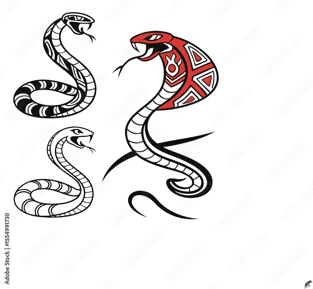 Naklejka premium snake tattoo vector