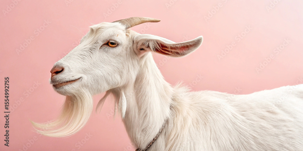 Fototapeta premium White Goat with Long Ears