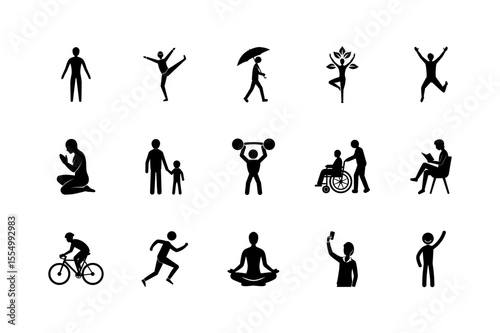 Daily Life Actions Human Vector art set icon.