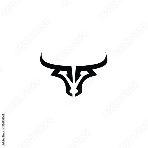 Simple horned bull head silhouette logo icon vector minimal animal