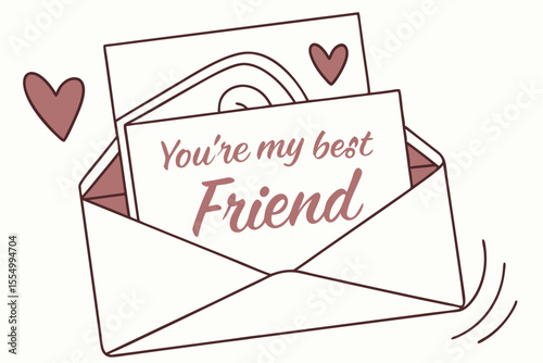 Clean illustration of an open envelope revealing a hand with a message inside