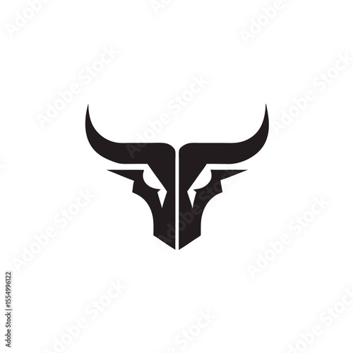 Bull head silhouette logo icon minimalist strong horned cattle symbol animal emblem vector art