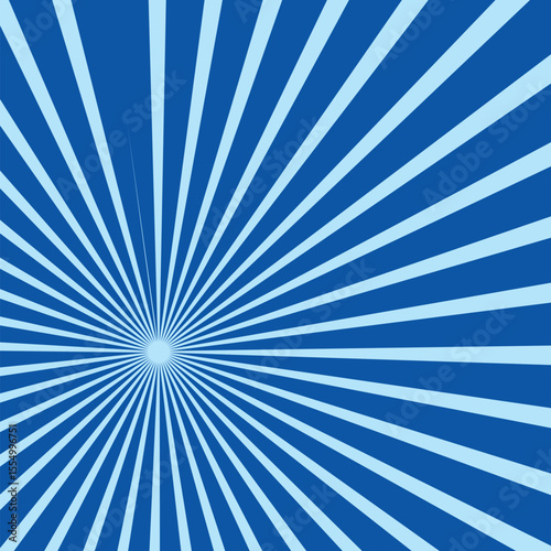 Abstract blue sun rays sunburst backdrop background. 