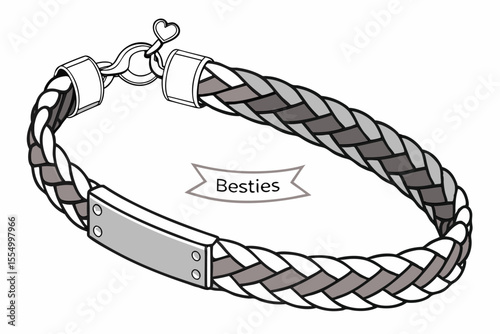 Detailed vector illustration of a classic braided leather bracelet accessory