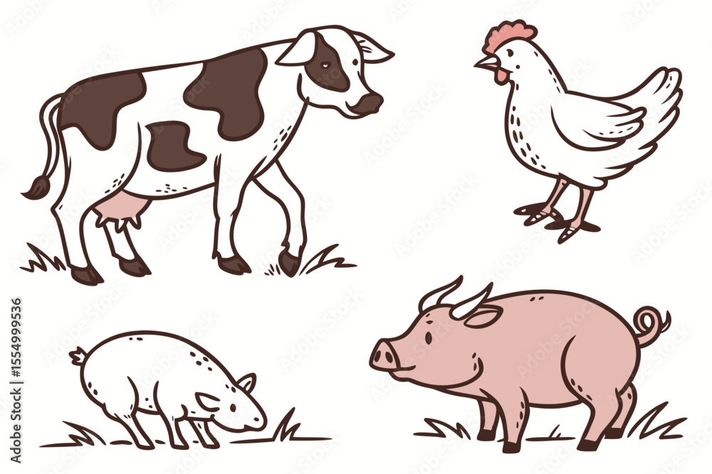 Obraz premium farm animals collection
