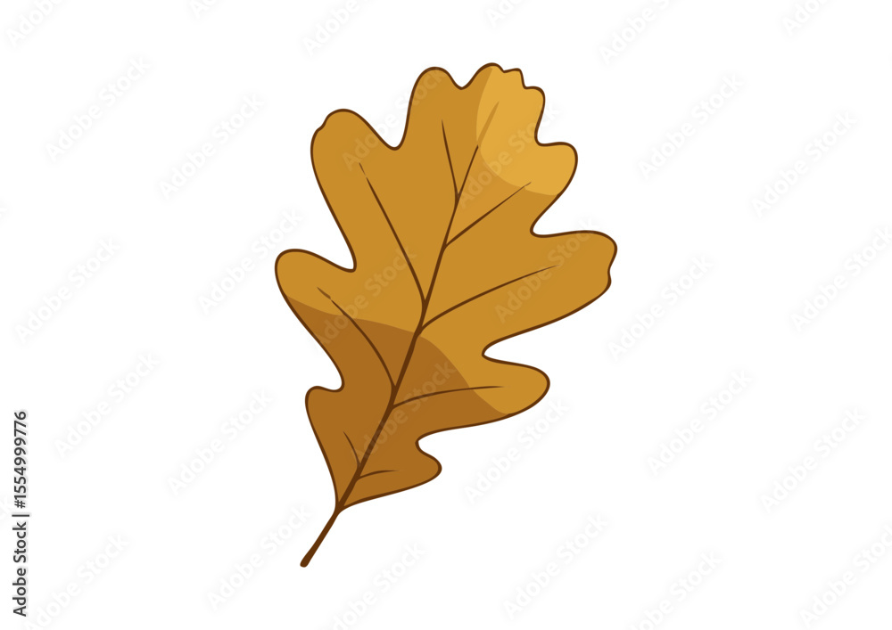 Fototapeta premium Stylish golden oak leaf with angular design for autumn decor and natural themes
