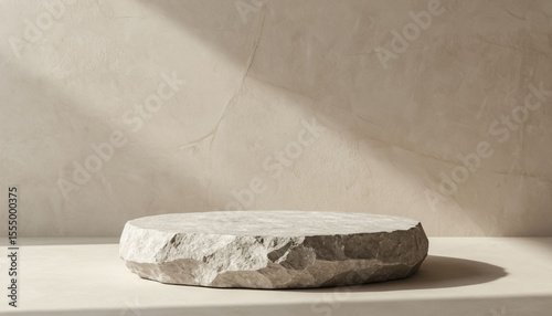 beige background for product presentation with single stone podium