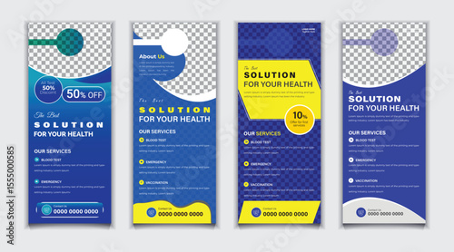 Bundle Medical door hanger, rack card, DL flyer and roll up banner template design